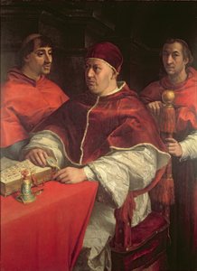 Pope Leo X with Two Cardinals, after a painting by Raphael